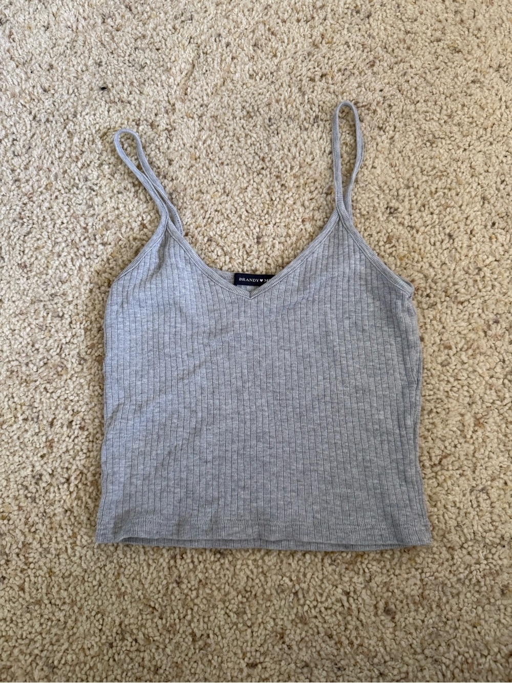 Brandy Melville Light Gray Ribbed V-Neck Cami